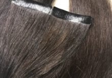 Virgin hair medium brown tape in extensions